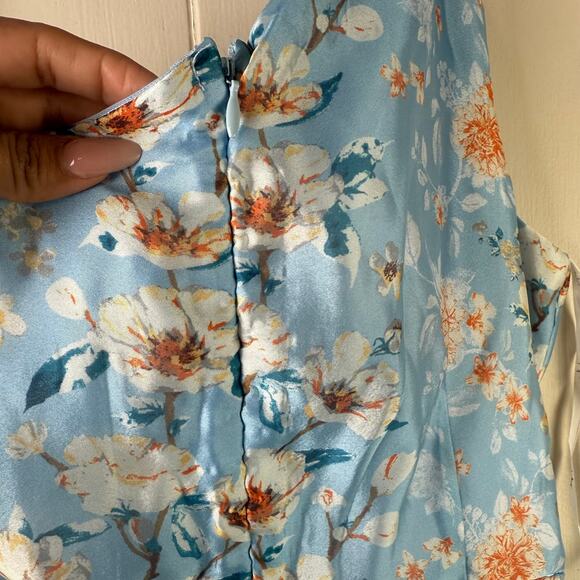 Bloom Into Love Blue Floral Organza One-Shoulder Maxi Dress - Picture 13 of 13